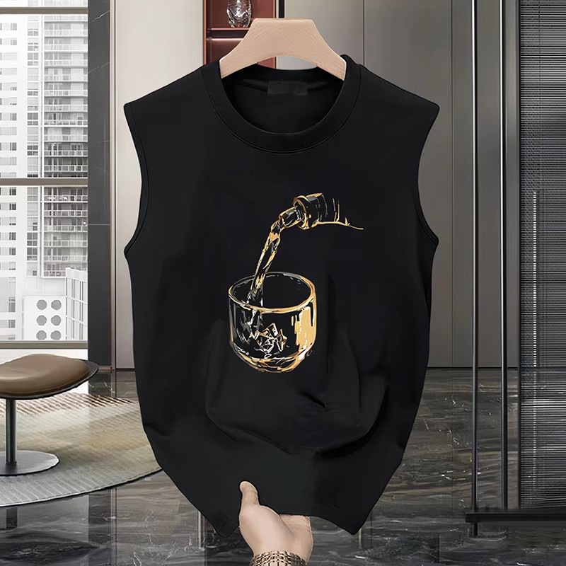 Men's Summer Loose-fitting Sleeveless Sports Vest, American Style Casual Wide-Shoulder Top