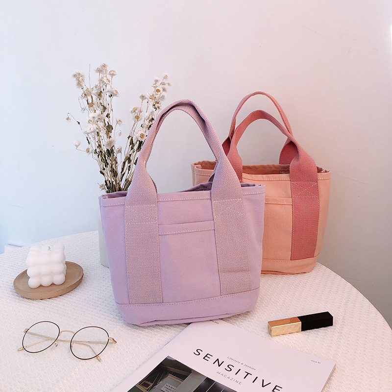 Bufan Liangpin/Cubo de estilo japonés bolsa de lona portátil tamaño pequeño artístico bolsa de almuerzo de pequeña capacidad bolsa de almuerzo ins