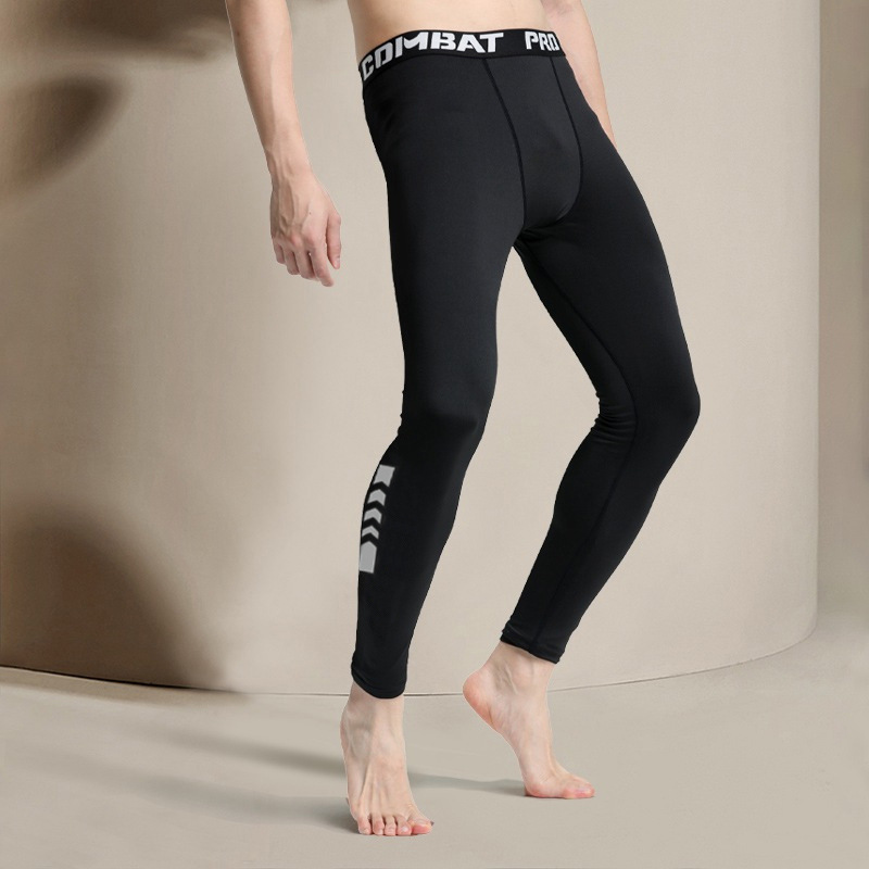 Men's Pro Fitness Athletic Tight Leggings Basketball Base Training Long Pants Running Quick-Dry Breathable Compression Pants Cross-border