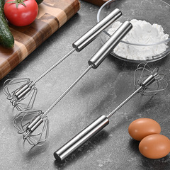 304 stainless steel large round tube handle semi-automatic egg beater, manual pressing and rotating egg beater to stir cream