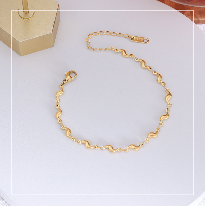 simple titanium steel 18K gold texture geometric design bracelet wholesalepicture1