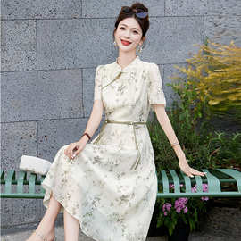 新中式国风套装连衣裙女夏季爆款时尚气质百搭旗袍两件套韩然9648