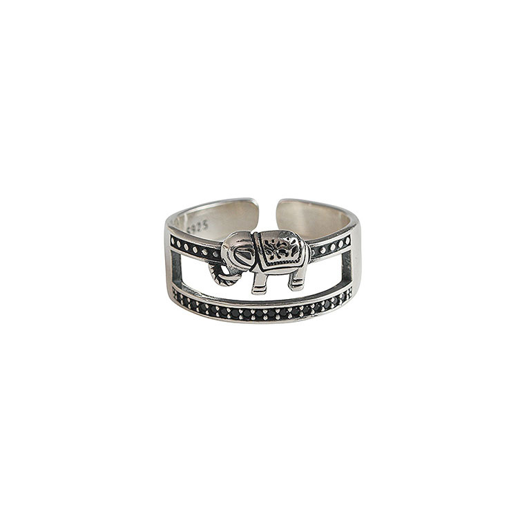 Sunrise Elephant Ring For Women, Minimalist Niche Design, Vintage Ethnic Style, Index Finger Open Ring, New Trendy Style_voghion.com
