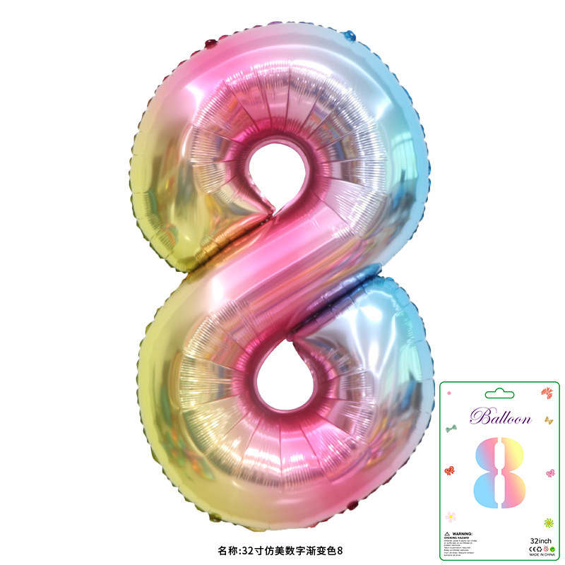 32寸卡装美版数字0到9气球儿童生日派对装饰婚庆婚房布置数字气球|undefined