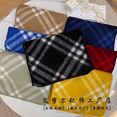 【对版捡漏】迪奈纱柠檬黄格纹羊毛围巾保暖加厚双面羊绒黑色披肩