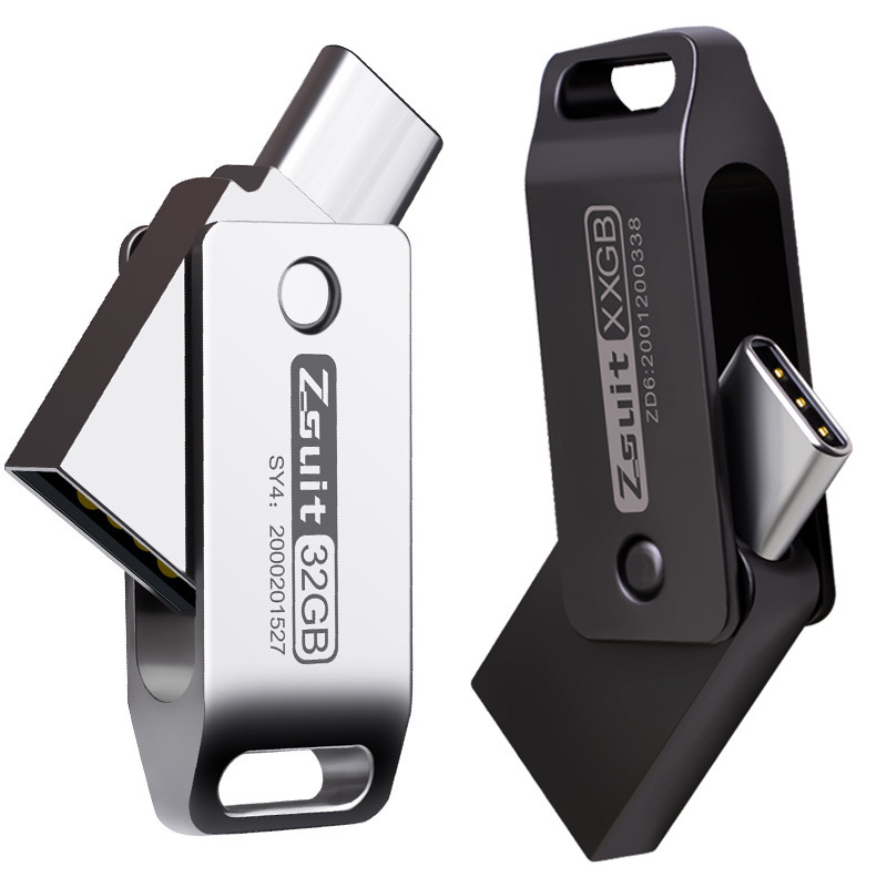 type-C mobile phone U disk meter 5/4C double joint metal rotating otg usb3.0 gift U disk set-made wholesale