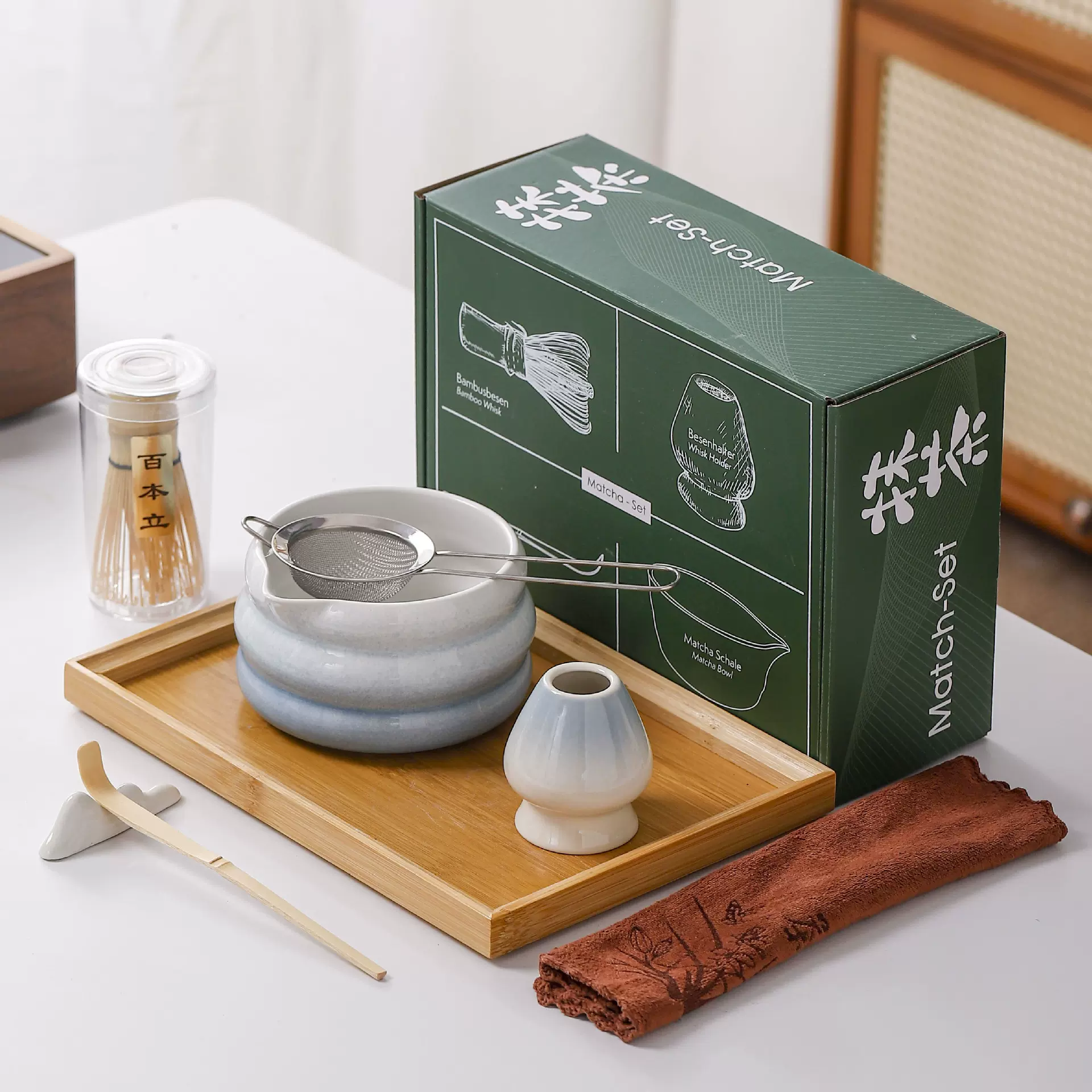 经典爆款Matcha渐变蓝7件套抹茶点茶茶具抹茶工具套装陶瓷抹茶碗