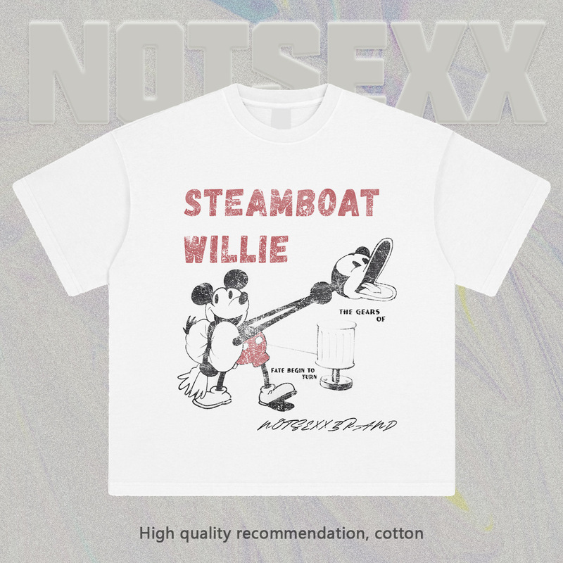 NOTSEXX "First Generation Mouse" Digital White Ink Direct Injection 260g Cotton Old boxy Loose Short Sleeve T-shirt Men