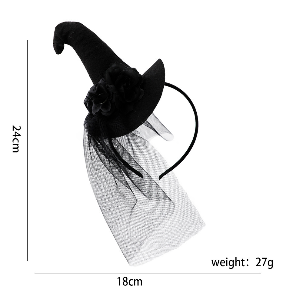 Transfronterizo Halloween encaje banda de cabello retrógrada francesa gran sombrero de bruja Halloween fantasma banda de fiesta vestido