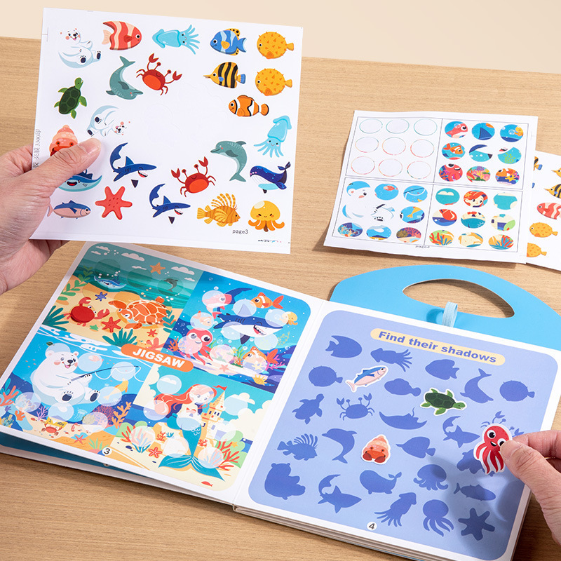 Educación temprana cognitiva libro de pintura de agua graffiti repetido agua pintada libro de pintura de color de niños pegatinas de cognición animal juguetes de puzzle image 5