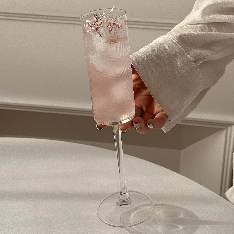 Spring Maple Retro Bubble Wine Cups in Champagne Francés Vaso de vino Vaso de vidrio alto soplado a mano nicho