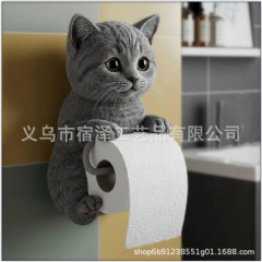 クロスボーダー新猫ペーパーホルダー猫ペーパータオルホルダー樹脂装飾品かわいい猫トイレットペーパーホルダー装飾品