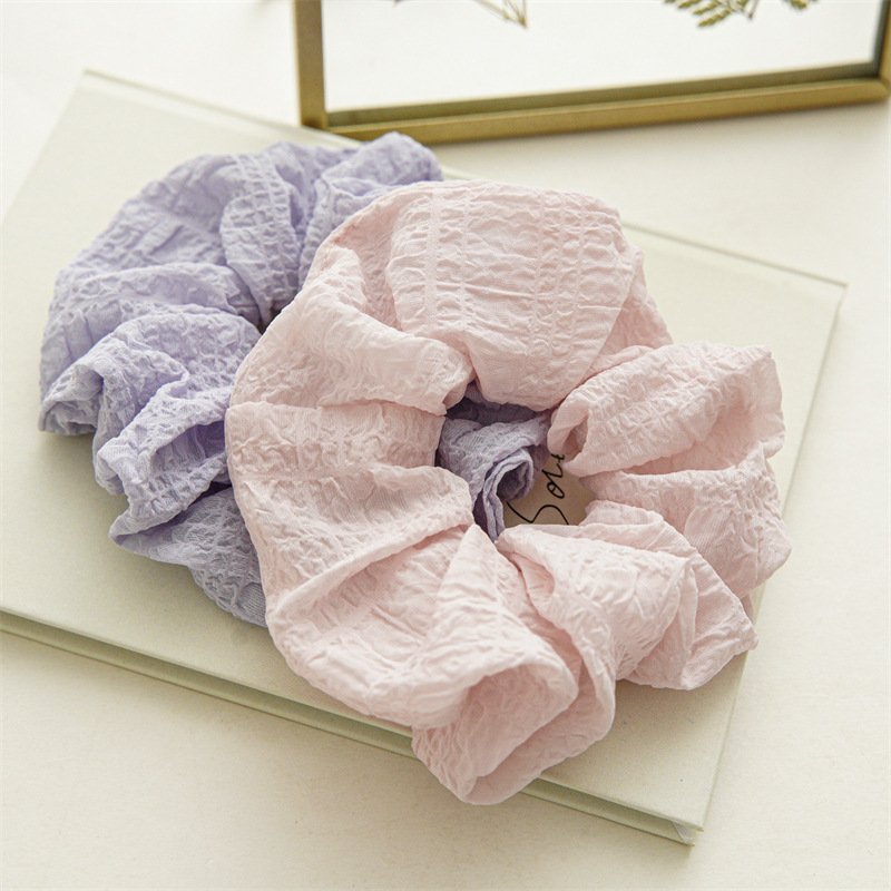 Sweet Solid Color Cloth Pleated Hair Tie display picture 2