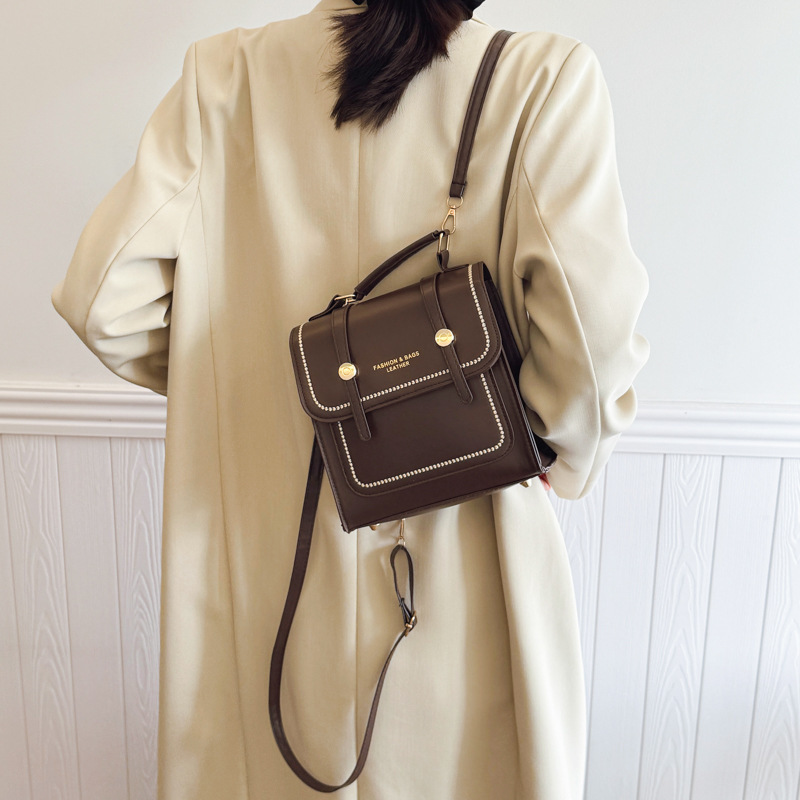 Women's College Style Double Shoulder Handbag And Backpack Solid_voghion.com