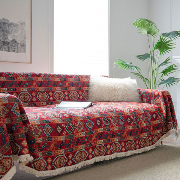 Yimanqiyun one-piece sofa towel prevent cat scratching red festive…