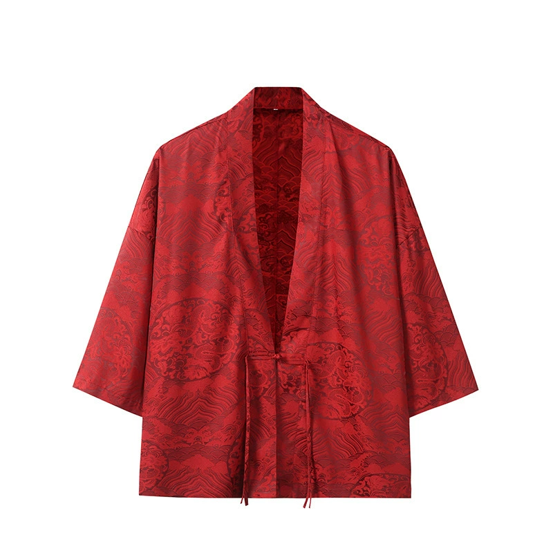 Куртка в китайском стиле с рисунком дракона, мужской кардиган Ханфу из ледяного шелка, новый китайский древний халат дзен, халат мирянина, даосский халат, плащ, чайная одежда.