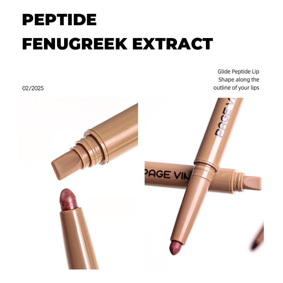 Maquillaje transfronterizo PAGE VINE Amazon Mate de doble cabeza sedoso polipéptido delineador de labios lápiz labial nude comercio exterior