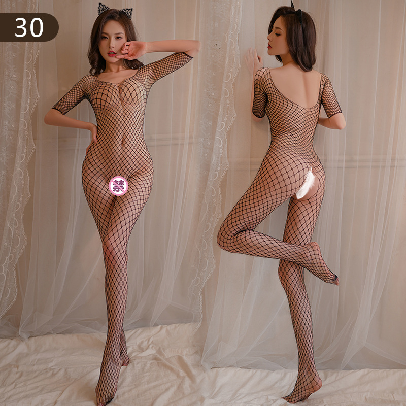 Ropa interior sexy Ropa de red sexy Conjunto de medias sexy Ropa de red de archivo abierto Conjunto de uniforme hueco Ropa de red de encaje de gran tamaño