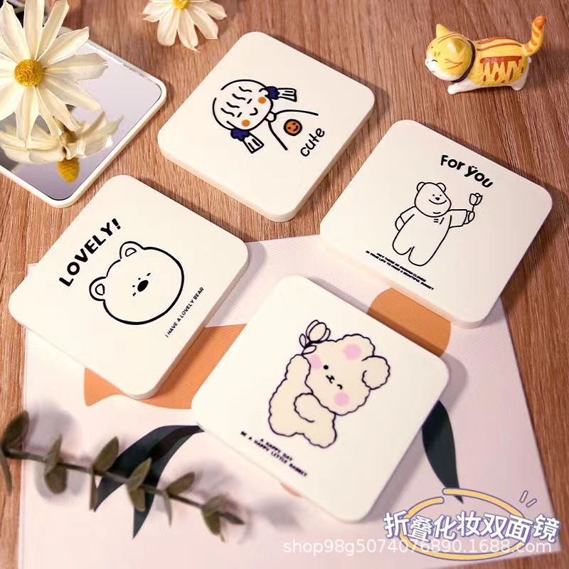 국경 작은 거울 휴대용 거울 간단한 미니 메이크업 거울 데스크탑 드레싱 거울 접이식 메이크업 거울 휴대용 거울