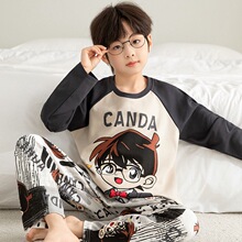 男童纯棉睡衣儿童春秋季长袖卡通中大童男孩圆领套装少年家居服冬