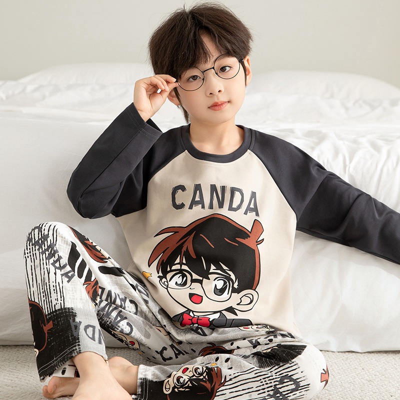 男童纯棉睡衣儿童春秋季长袖卡通中大童男孩圆领套装少年家居服冬