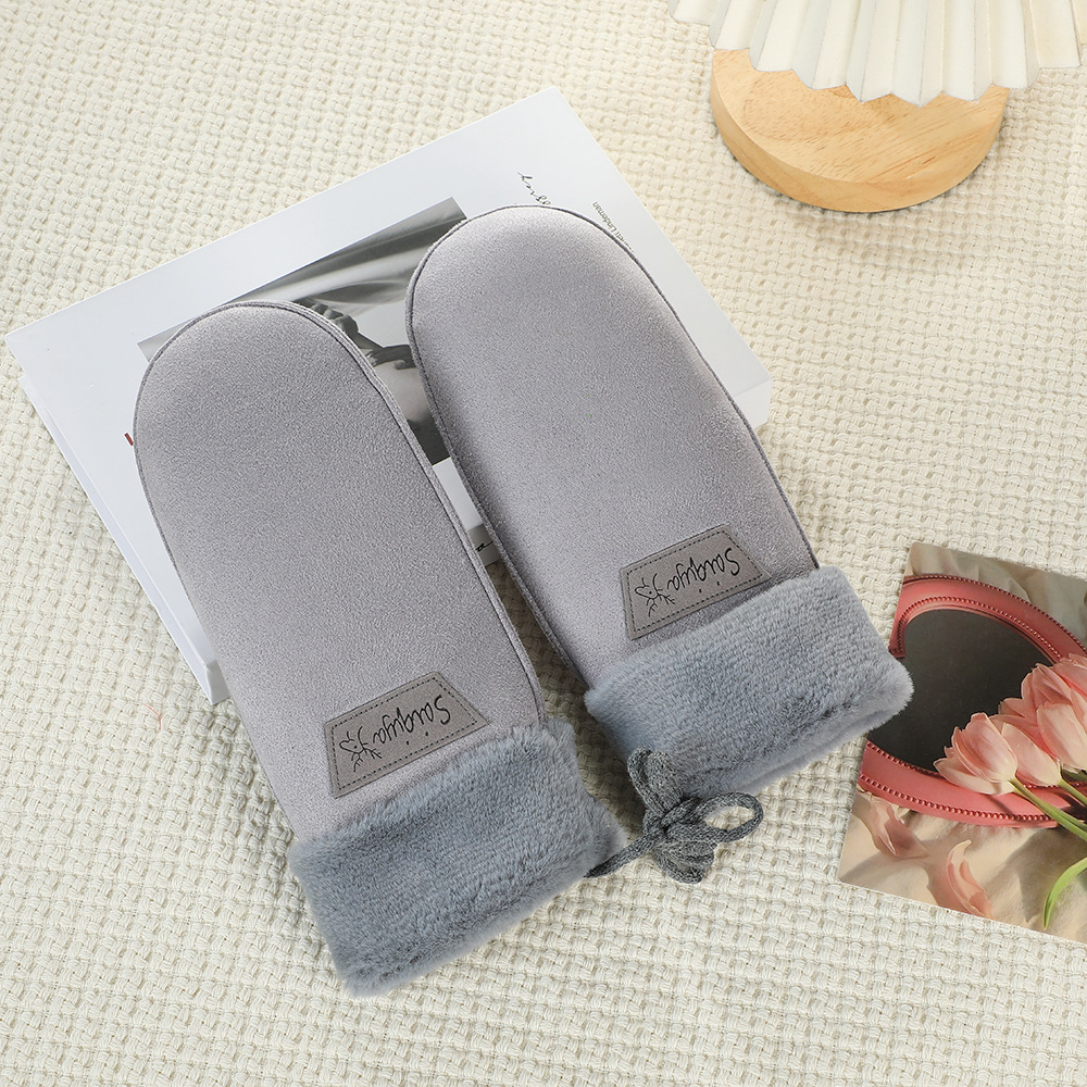 Guantes cálidos de invierno para mujeres, guantes de lana creativos para conducir vehículos eléctricos a prueba de viento con pantalla táctil de seda