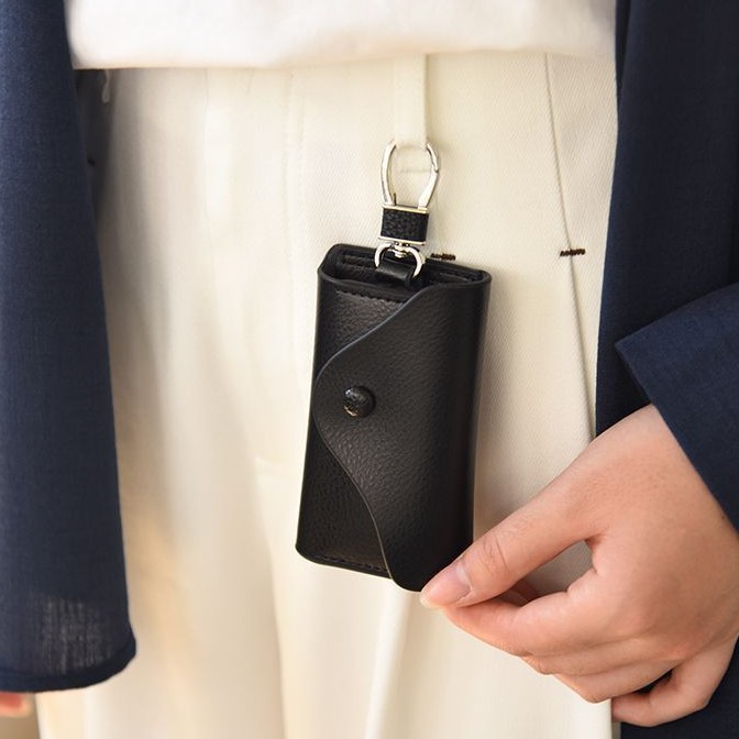 Genuine leather car key case manufacturer wholesale large-capacity multifunctional waist-hanging key case, simple and practical integrated card holder