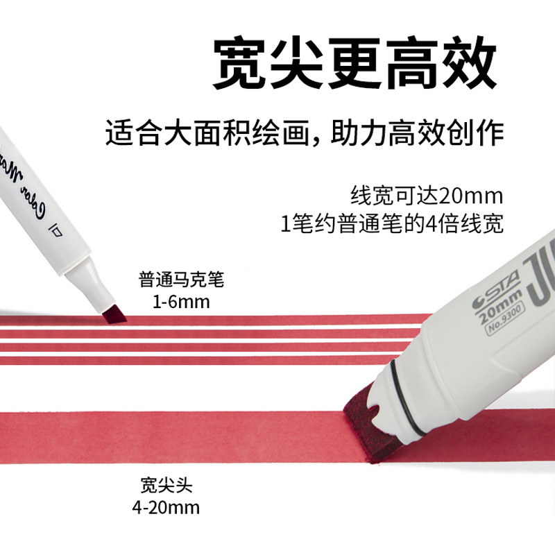 STASTA gran cabeza ancha en blanco lápiz 9300 alcohol aceite con tinta de cabeza dura 20mm lápiz POP168 colores