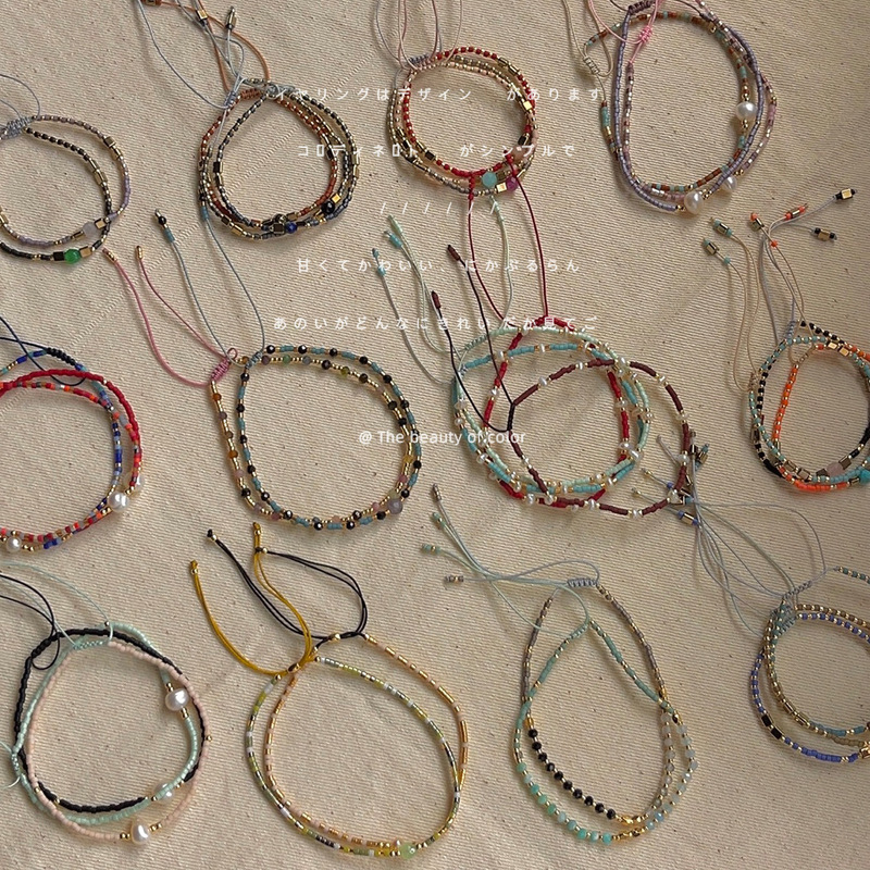 Hot Item [Lucky]! Japanese Rice Beads Natural Stone Element Small Bracelet for Girls Simple and Cute Bracelet Gift