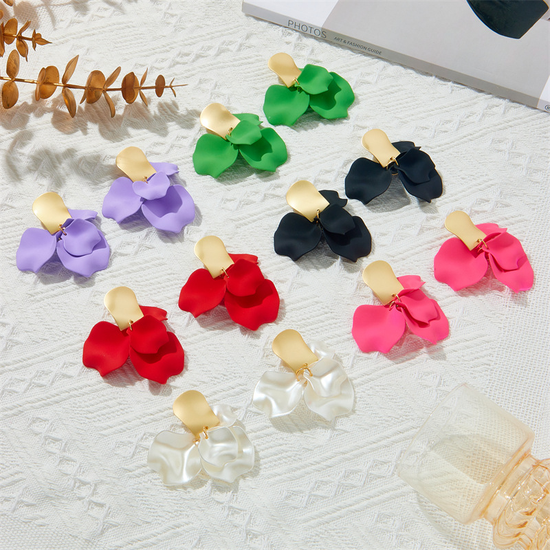 1 Pair Fashion Petal Plating Alloy Drop Earrings display picture 3