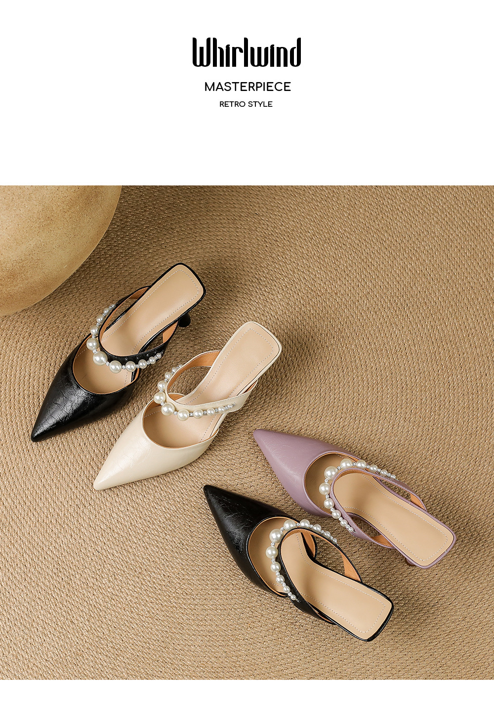Giày sandal cao gót nữ mũi nhọn da bò, gót mảnh 9 cm, phong cách nữ thần — đen chi tiết 13