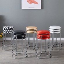 家用圆凳子餐凳简约时尚可摞套放加粗钢筋凳子网红轻奢软包小圆凳