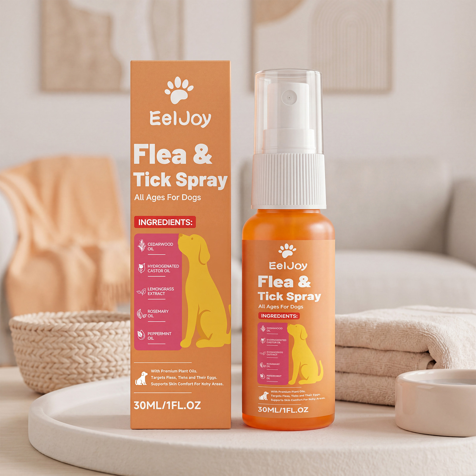EELJOY狗狗跳蚤蜱虫喷雾 宠物皮毛温和清洁舒适清爽日常驱虫清洁
