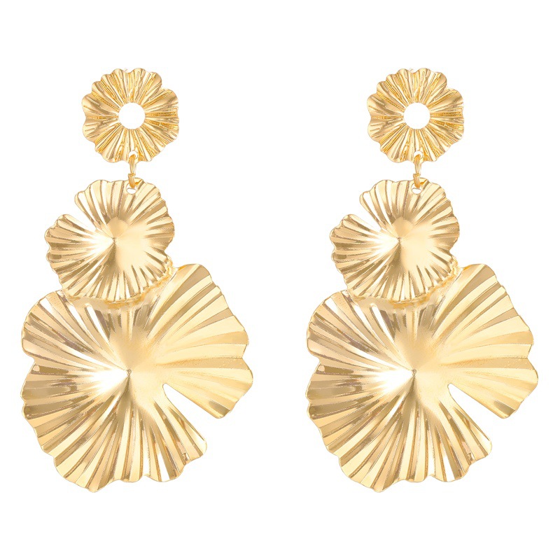 Cross-border European and American style retro large petal long earrings personality Internet celebrity matte exaggerated geometric earrings for women Wholesale
