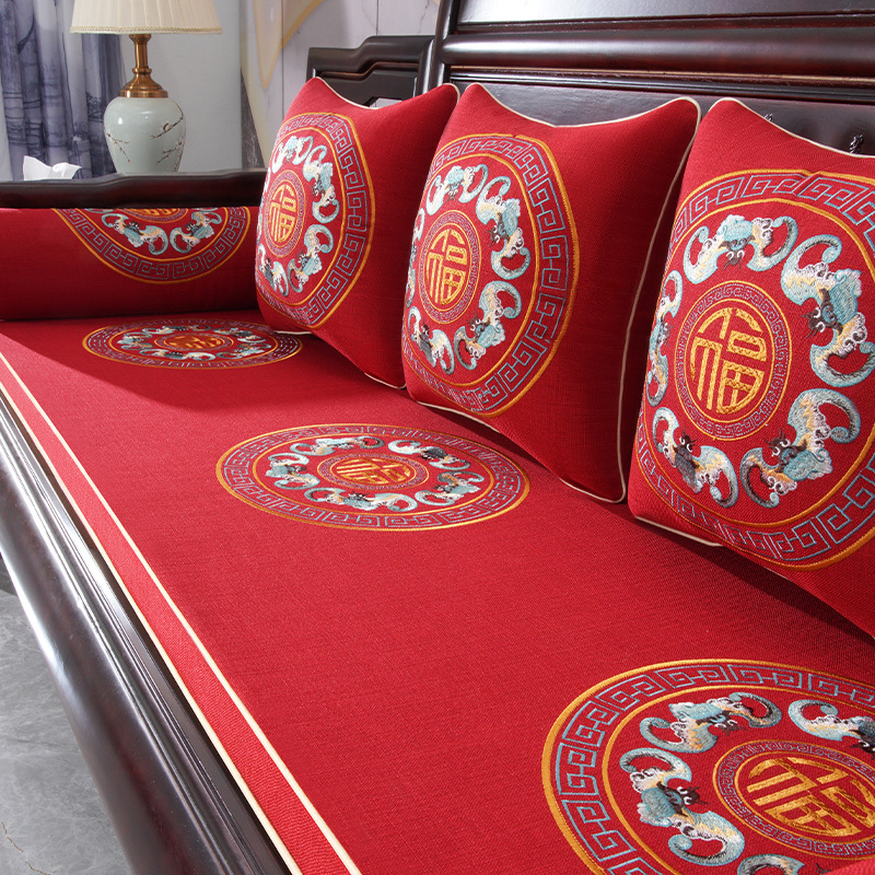 Estilo chino sofá de palo de rosa cojín Arhat cama cubierta muebles de madera maciza silla sofá cojín antideslizante esponja cojín cuatro estaciones