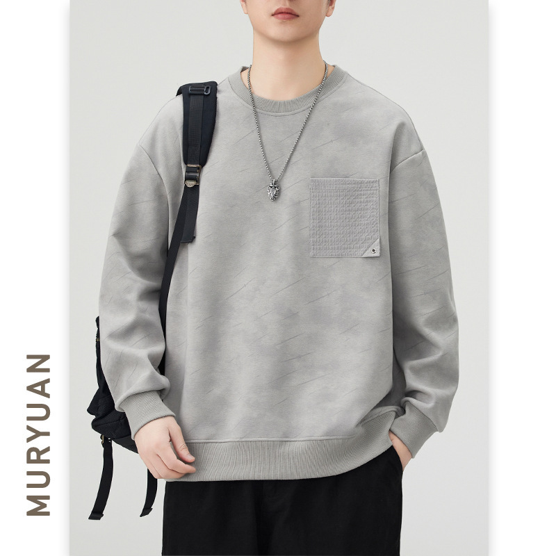 Muyuan Men's Autumn New Tie-Dye Pocket Patchwork Pullover Sweatshirt Men's Trendy Loose Casual Top Muyuan Men's Autumn New Tie-Dye Pocket Patchwork Pullover Sweatshirt Men's Trendy Loose Casual Top