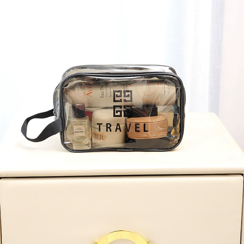Transparent waterproof storage system, handheld cosmetic bag, set, 3 piece set