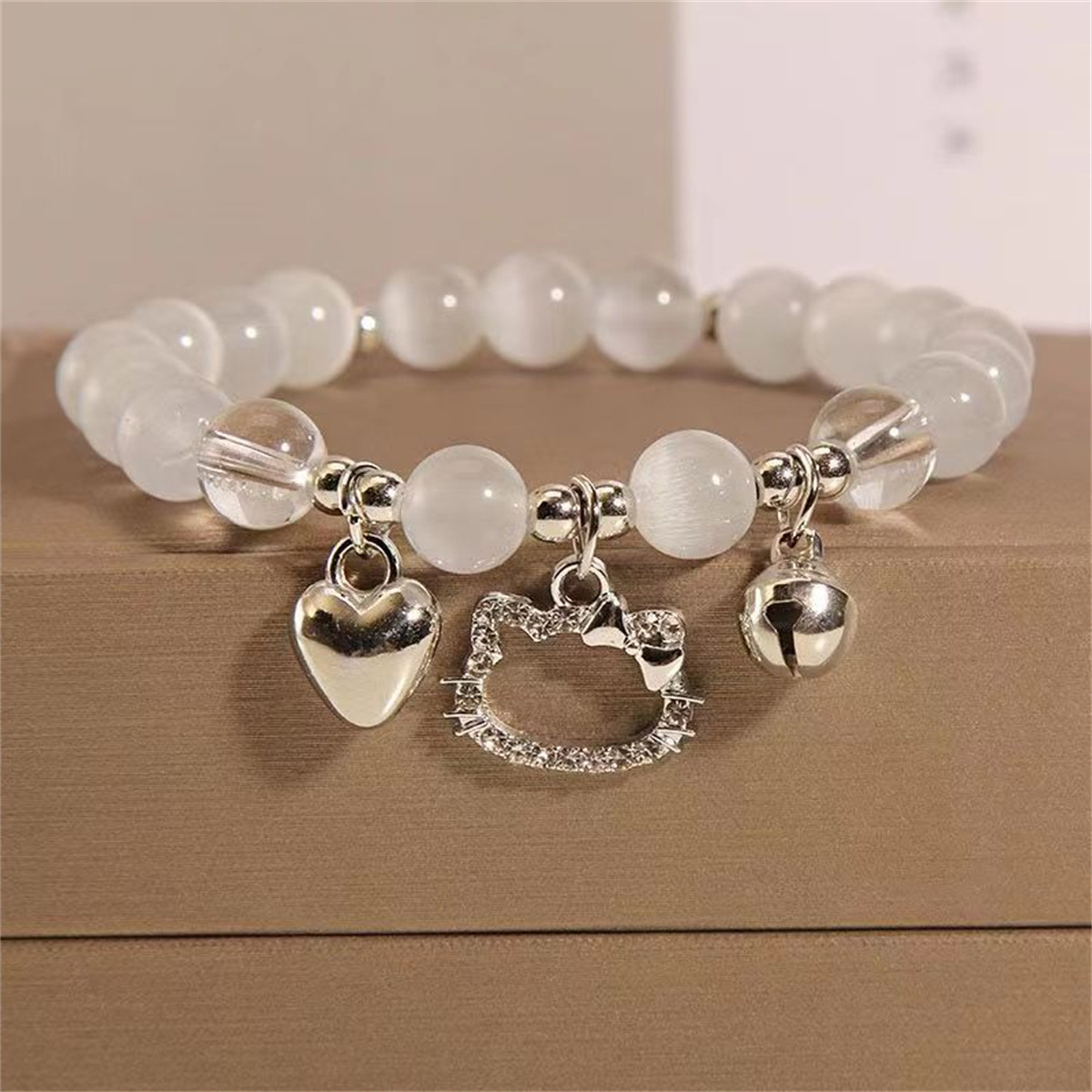 Small bell, bracelet, accessory for students with beads for friend, gift for girl