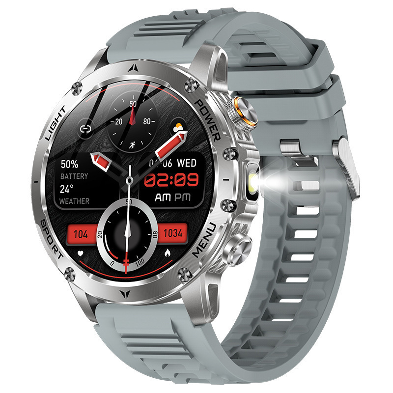 New Ak87 Smart Watch Outdoor Flashlight Bluetooth Call Massive Dial 1000Mah Multi-Sport Mode