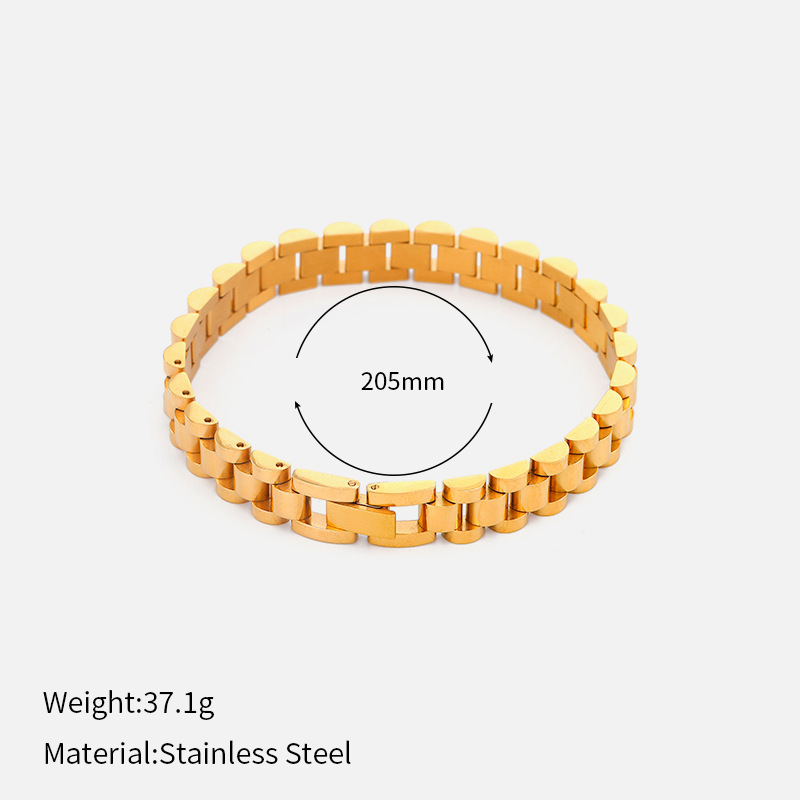 ヨーロッパとアメリカのクロスボーダーシンプルなステンレス鋼の太いブレスレット電気メッキ 18 K ゴールドチェーンブレスレットヒップホップスタイルチタン鋼ブレスレット|undefined