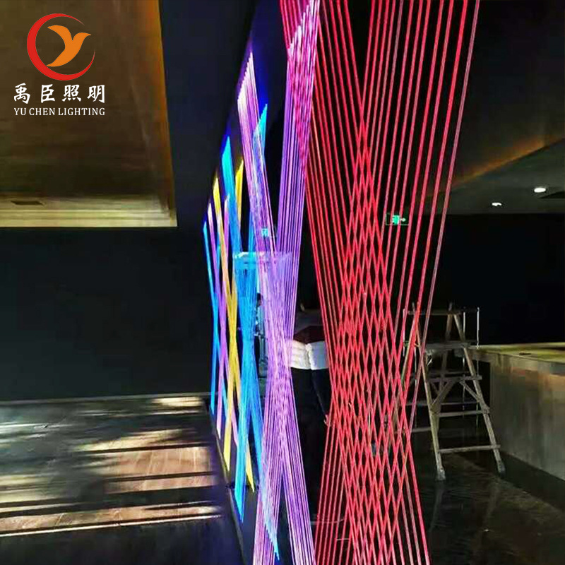 通体光纤灯拉线水帘侧发光流水瀑布光幕墙隔断水景led灯可调光