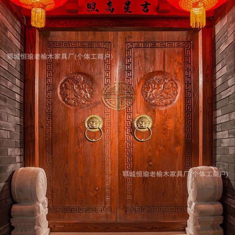 Old Elm Wood Antique-Style Door for Farmhouse Restaurant, Retro Main Door, Courtyard Ancestral Hall Wooden Door, Double-Opening Wooden Door, Single-Opening Wooden Door Old Elm Wood Antique-Style Door for Farmhouse Restaurant, Retro Main Door, Courtyard Ancestral Hall Wooden Door, Double-Opening Wooden Door, Single-Opening Wooden Door
