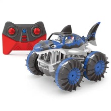 五通兩棲大鯊魚燈光特技車普通輪360度原地旋轉兒童遙控玩具車