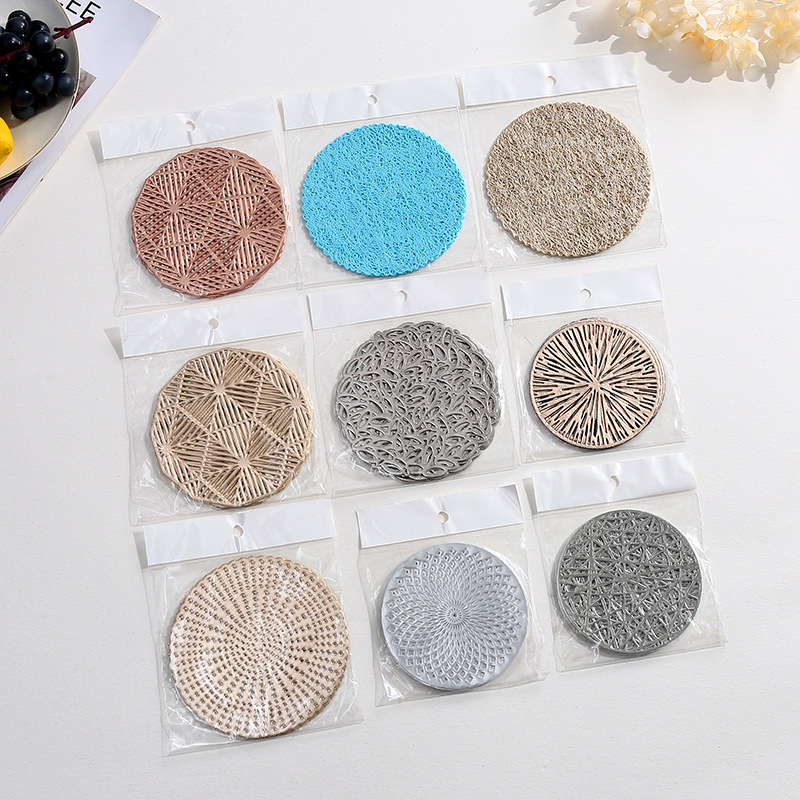 Transfronterizo europeo hueco PVC taza almohadilla de café almohadilla de aislamiento térmico café decoración almohadilla de mesa impermeable a prueba de agua almohadilla de mesa a prueba de aceite mayorista