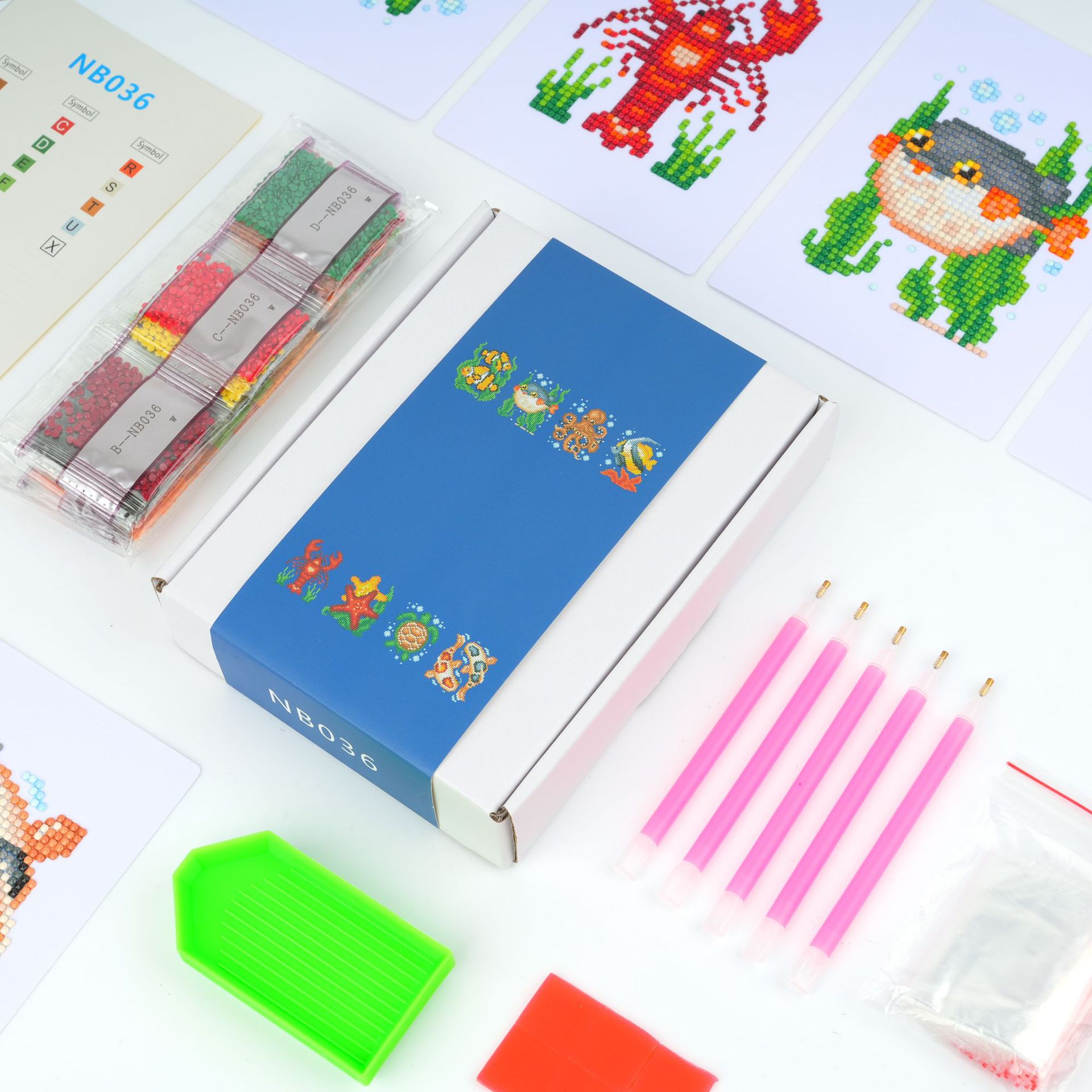 Ventas transfronterizas calientes de 5D Diamante DIY 5 * 7 pulgadas marco de dibujo de dibujos animados de cangrejo marino serie de dibujos animados pintura decorativa