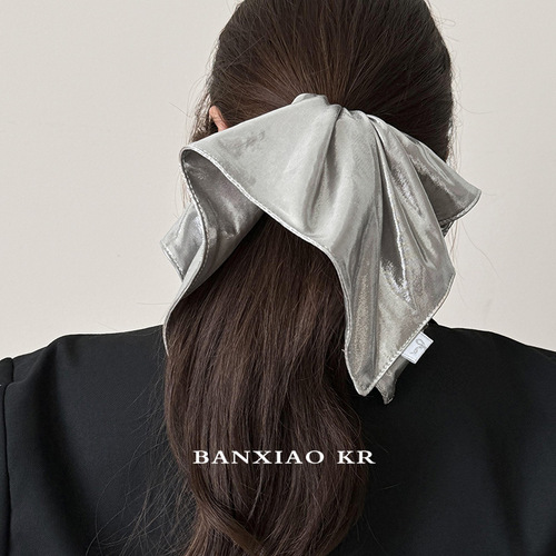 Silver-colored leather case large elastic hair tie high ponytail headband for women with high elasticity hair tie hair accessory