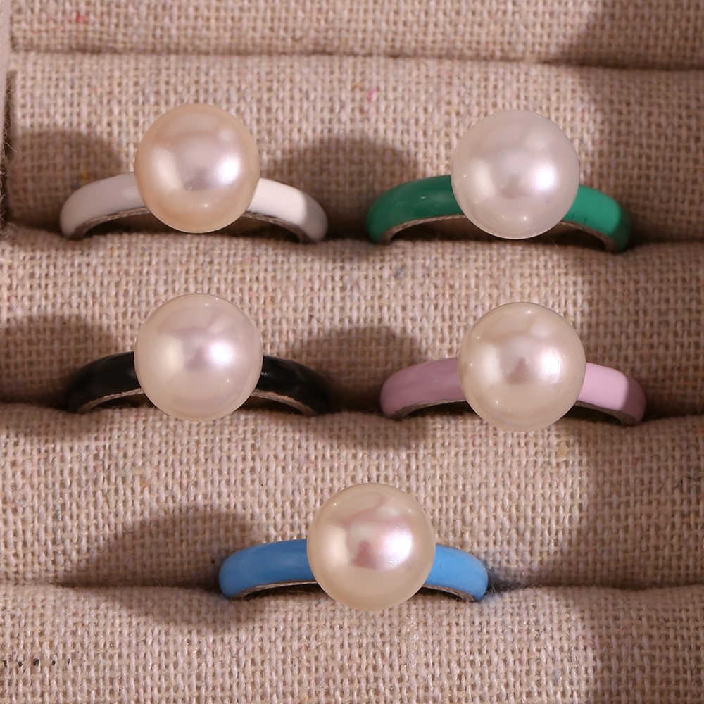 Color Dripping Steamed Bun Bead Ring