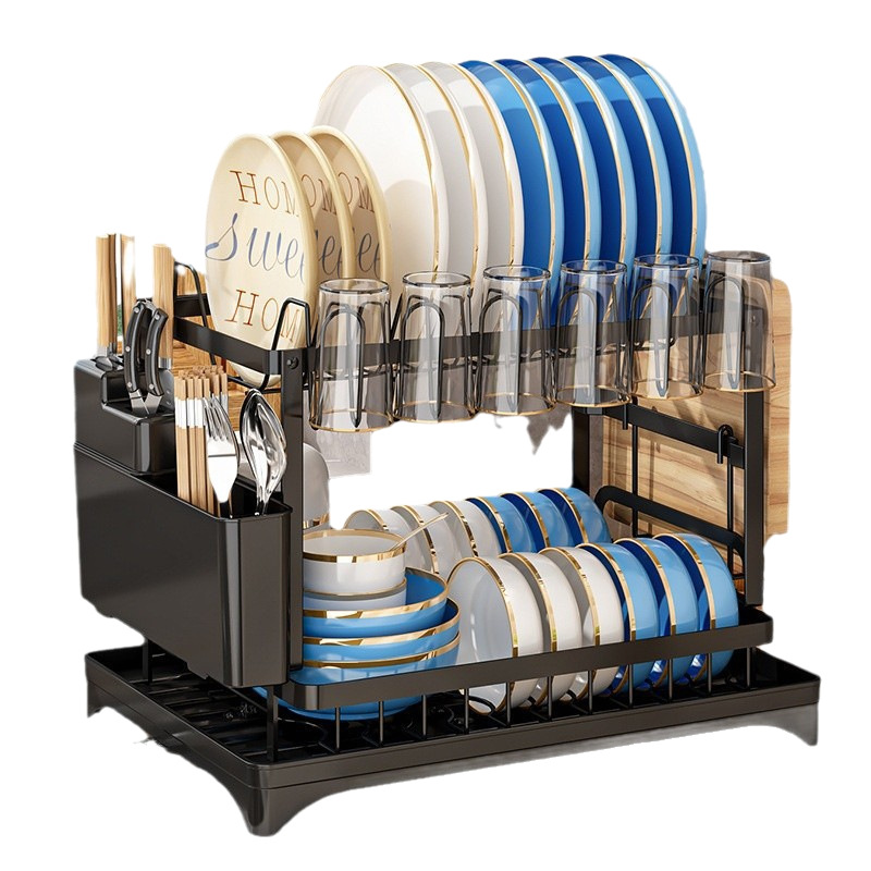 Estante de almacenamiento de platos de cocina Estante de almacenamiento de platos y platos Caja de almacenamiento de palillos Estante de almacenamiento de tazas Estante de almacenamiento de platos Estante de almacenamiento de drenaje multicapa