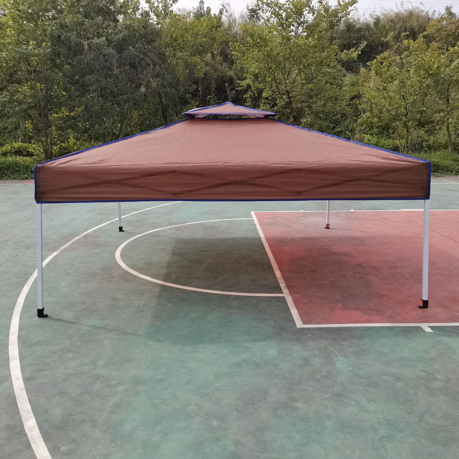 Estante hueco al aire libre camping plegable tienda de campaña de doble capa portátil viaje de cuatro patas tienda 210T recubierto de plata Oxford tela