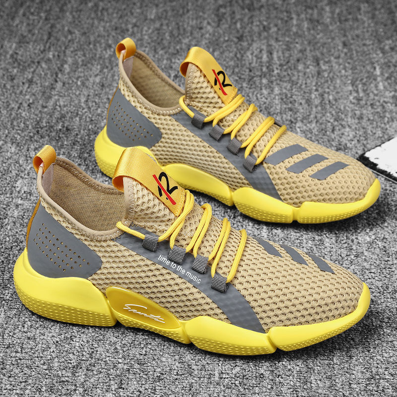 2021 men's shoes new fly-free breathable mesh casual shoes flat shoes round head youth tide shoes foreign trade men's shoes